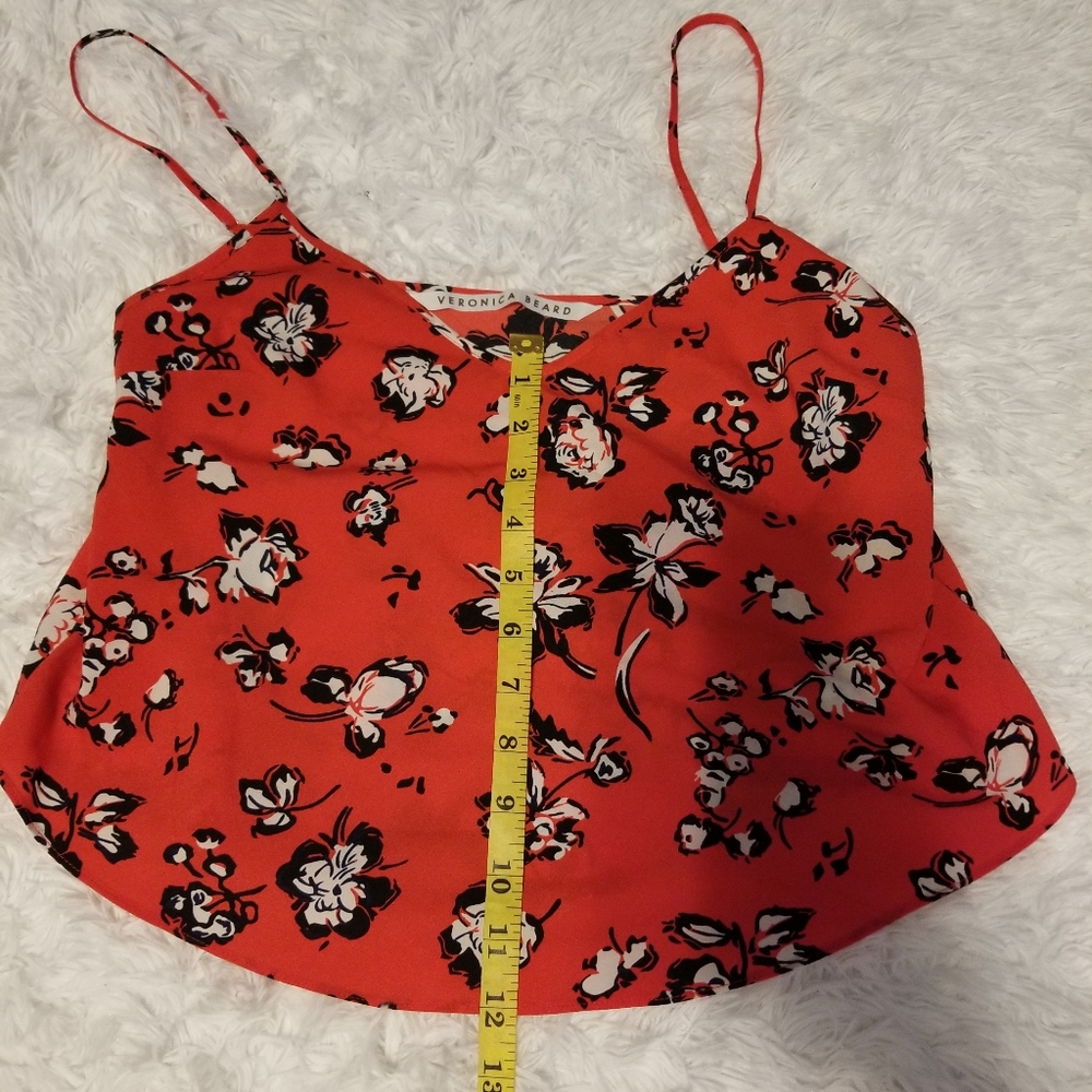Verónica Beard Antonette Silk Floral Cami Top Color Red/Black - Picture 3 of 9